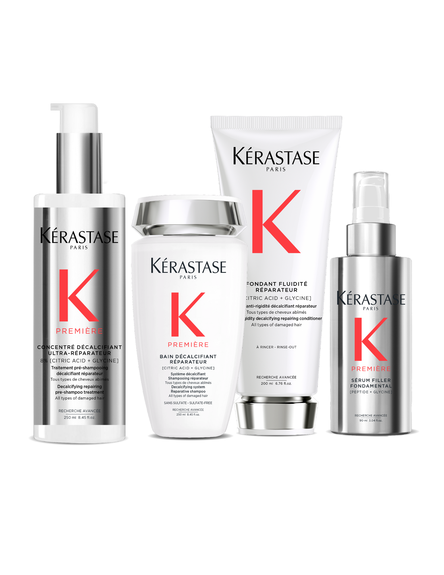 Première : Routine décalcifiante réparatrice complète pour cheveux fins à mi-épais