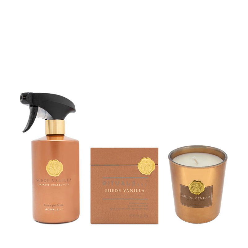 Rituals Suede Vanilla Candle &amp; Home Perfume Spray 500ml Gift Set