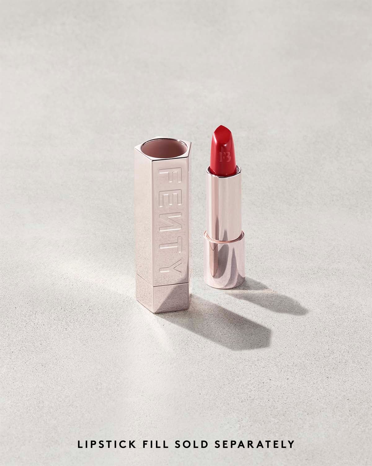 Fenty Icon The Case Engraved Semi-Matte Refillable Lipstick — Metallic Nude Engraved