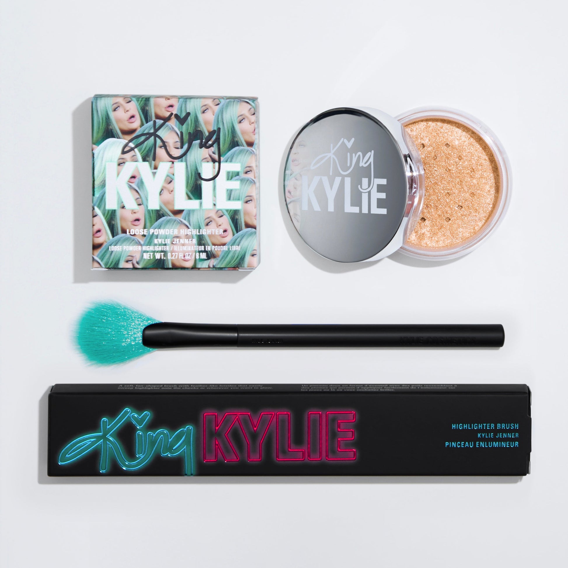 King Kylie Loose Powder Highlighter + Brush Duo
