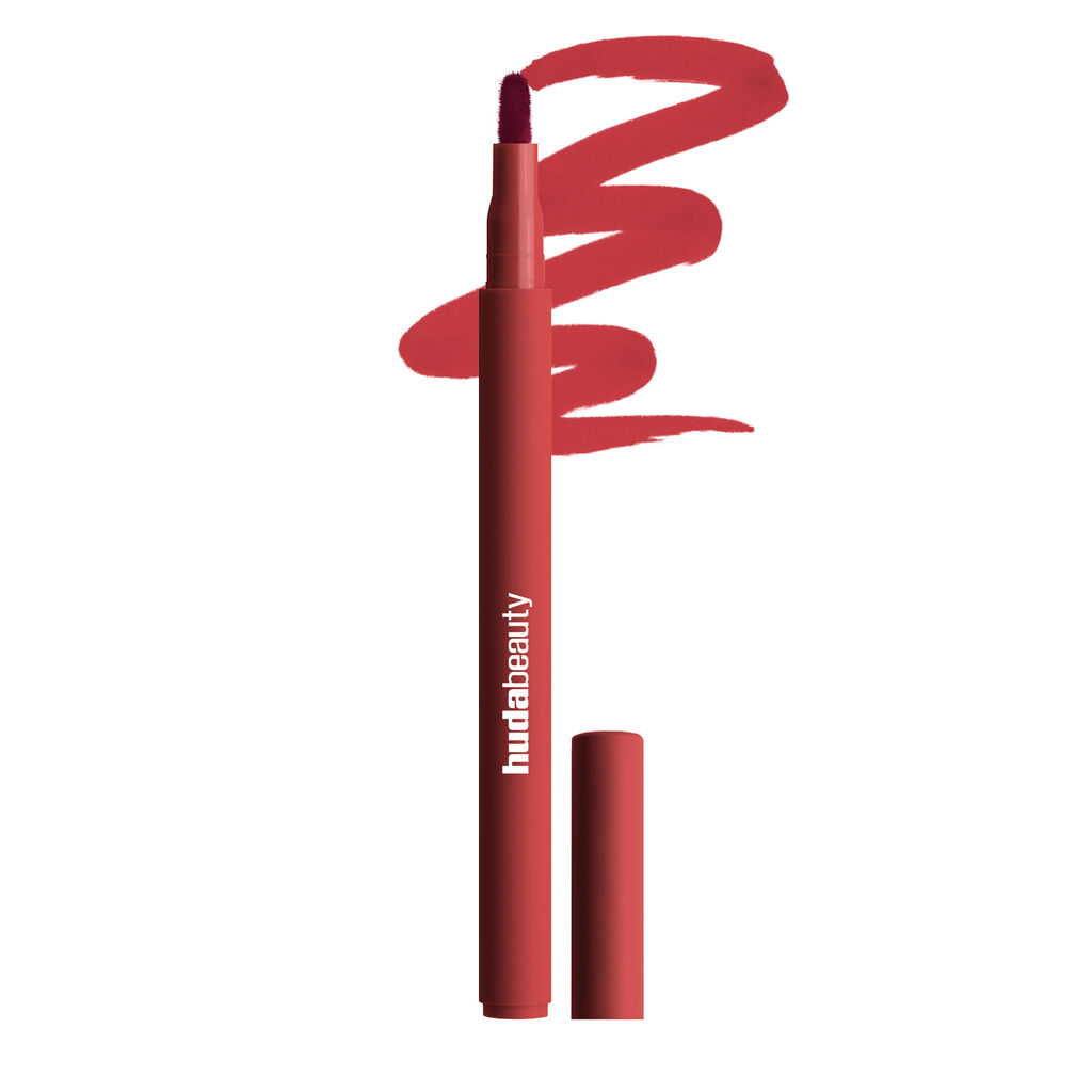 HUDA BEAUTY LIP CONTOUR LIP SATIN 12-HOUR WEAR  (CHERRY RED)
