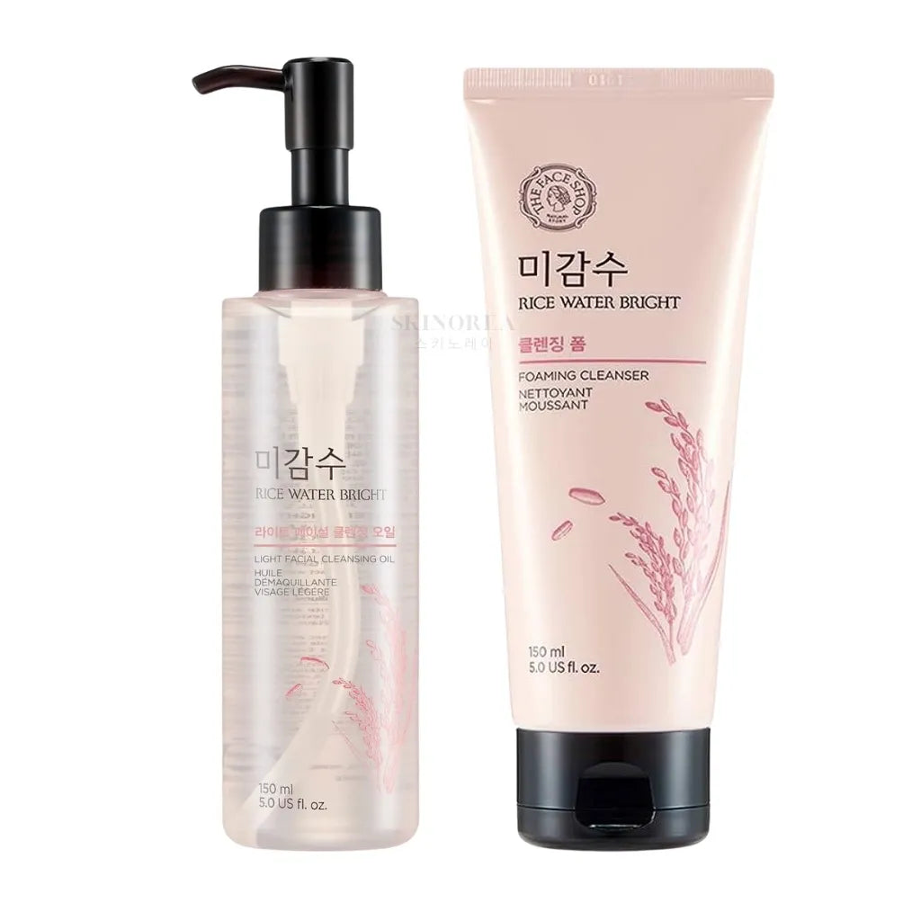Pack THE FACE SHOP Rice Water Bright Cleansing - Light Cleansing Oil + Facial Foaming Cleanser