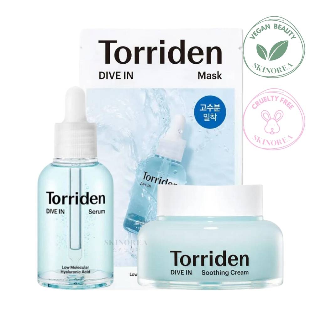 Pack Torriden Dive-In Hyaluronic Acid - Serum + Soothing Cream + Mask
